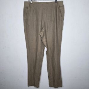 J. Jill Love Linen Straight Leg Tan Pull On Stretch Pants Women's Medium Tall MT